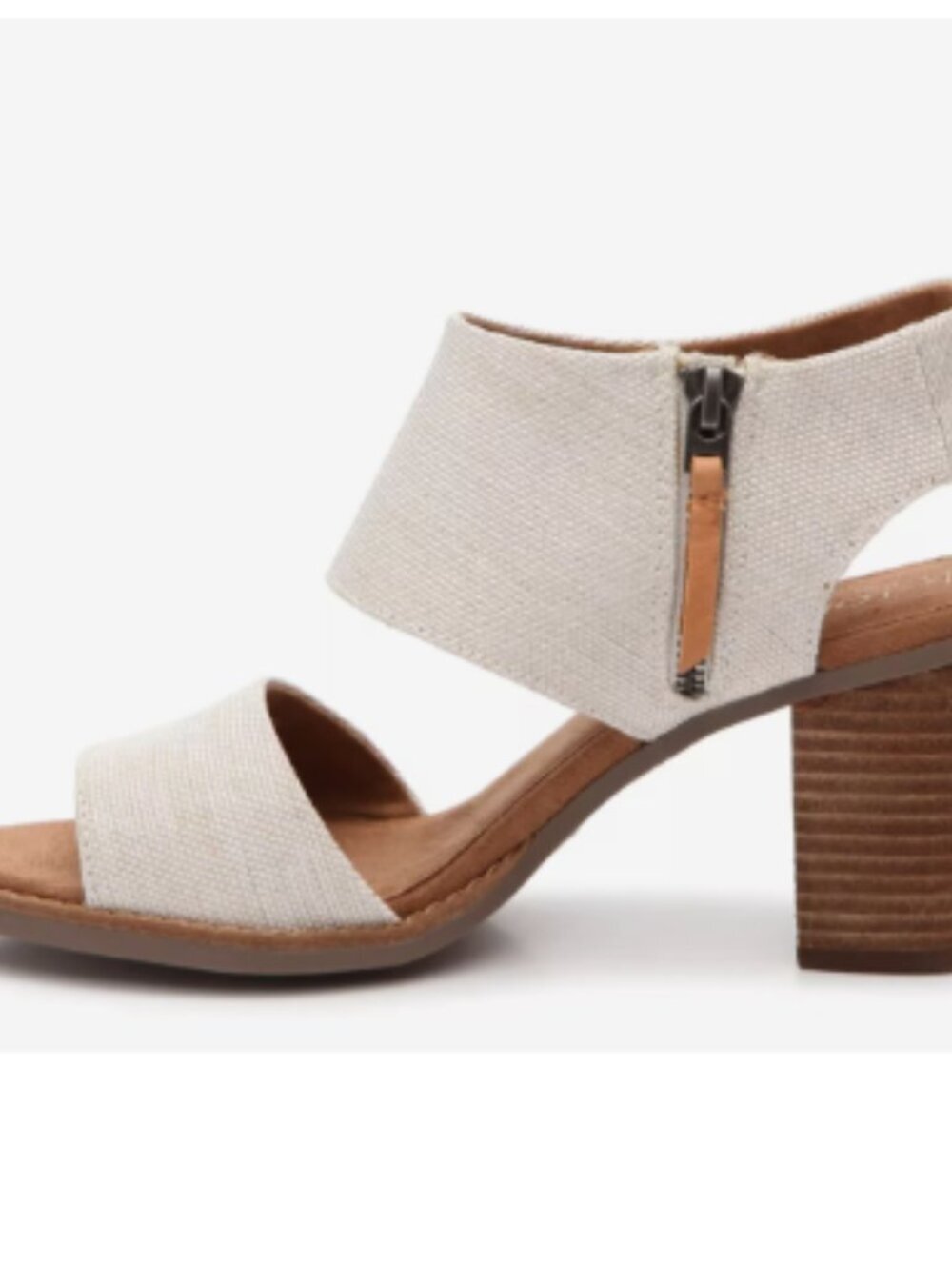 TOMS Majorca Sandal Cream Linen Block Heel Sandals size 8.5 NWT - Picture 4 of 12